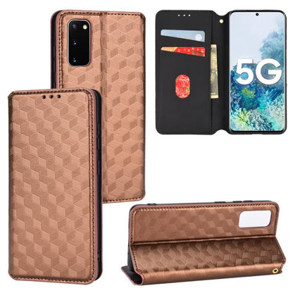 Cubic Grid Texture Flip Leather Phone Case
