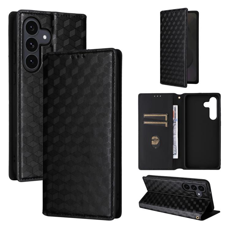 Cubic Grid Texture Flip Leather Phone Case