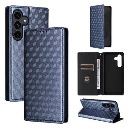 Cubic Grid Texture Flip Leather Phone Case