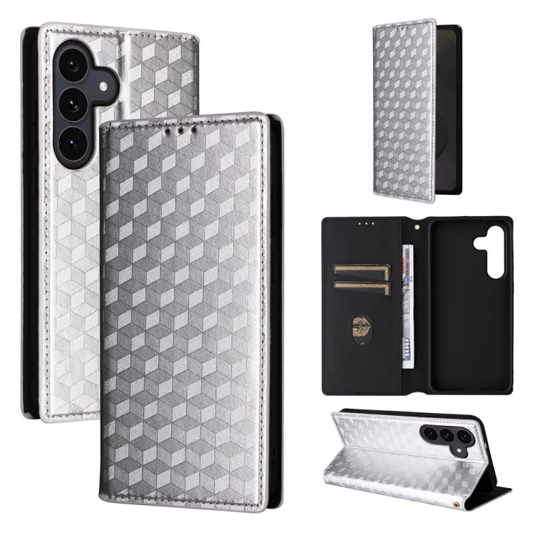 Cubic Grid Texture Flip Leather Phone Case