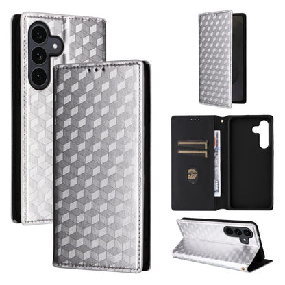 Cubic Grid Texture Flip Leather Phone Case