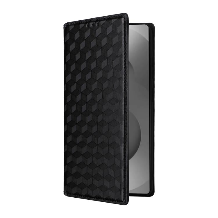 Cubic Grid Texture Flip Leather Phone Case