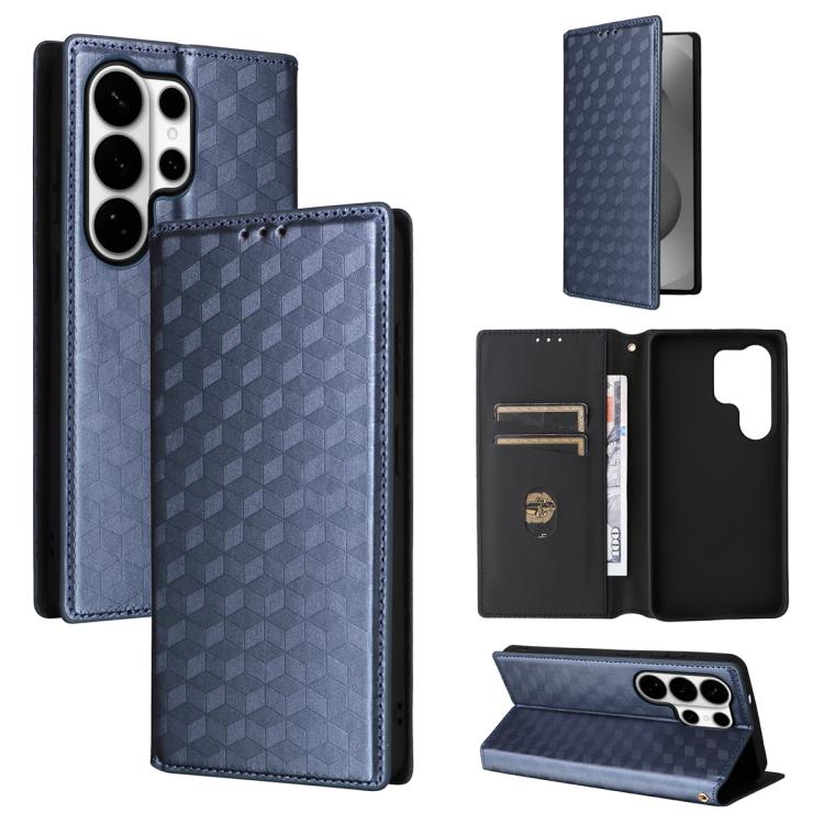 Cubic Grid Texture Flip Leather Phone Case