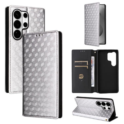 Cubic Grid Texture Flip Leather Phone Case