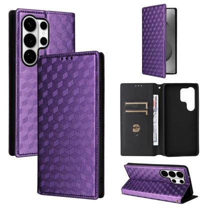 Cubic Grid Texture Flip Leather Phone Case