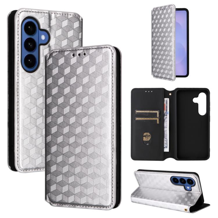Cubic Grid Texture Flip Leather Phone Case, For Samsung Galaxy S26+ 5G, For Samsung Galaxy S26 Ultra 5G, For Samsung Galaxy S26 5G, For Samsung Galaxy S25 FE 5G, For Samsung Galaxy S25 Edge 5G, For Samsung Galaxy S25 5G, For Samsung Galaxy S25+ 5G     ...