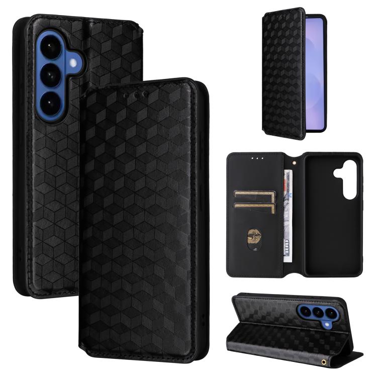 Cubic Grid Texture Flip Leather Phone Case, For Samsung Galaxy S26+ 5G, For Samsung Galaxy S26 Ultra 5G, For Samsung Galaxy S26 5G, For Samsung Galaxy S25 FE 5G, For Samsung Galaxy S25 Edge 5G, For Samsung Galaxy S25 5G, For Samsung Galaxy S25+ 5G     ...