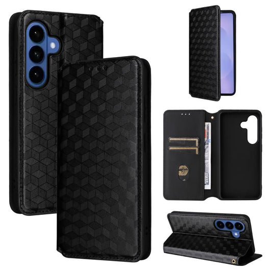 Cubic Grid Texture Flip Leather Phone Case, For Samsung Galaxy S26+ 5G, For Samsung Galaxy S26 Ultra 5G, For Samsung Galaxy S26 5G, For Samsung Galaxy S25 FE 5G, For Samsung Galaxy S25 Edge 5G, For Samsung Galaxy S25 5G, For Samsung Galaxy S25+ 5G     ...