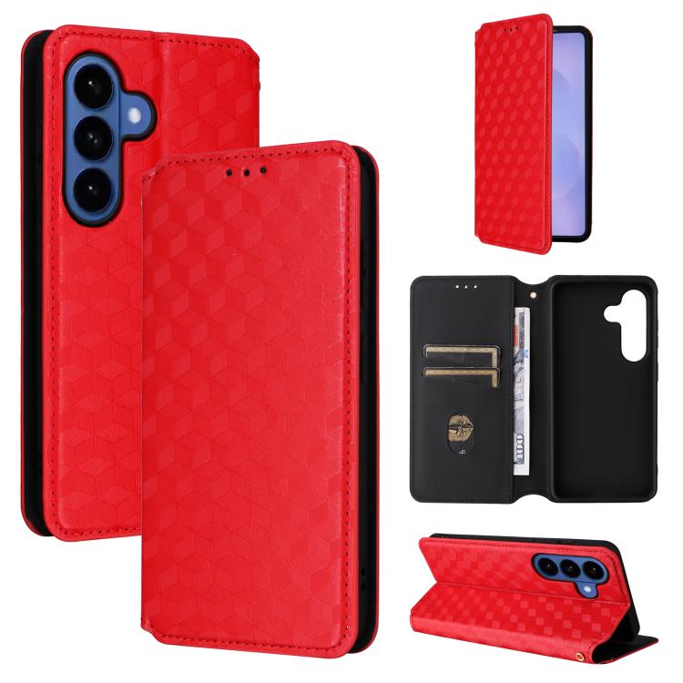 Cubic Grid Texture Flip Leather Phone Case, For Samsung Galaxy S26+ 5G, For Samsung Galaxy S26 Ultra 5G, For Samsung Galaxy S26 5G, For Samsung Galaxy S25 FE 5G, For Samsung Galaxy S25 Edge 5G, For Samsung Galaxy S25 5G, For Samsung Galaxy S25+ 5G     ...