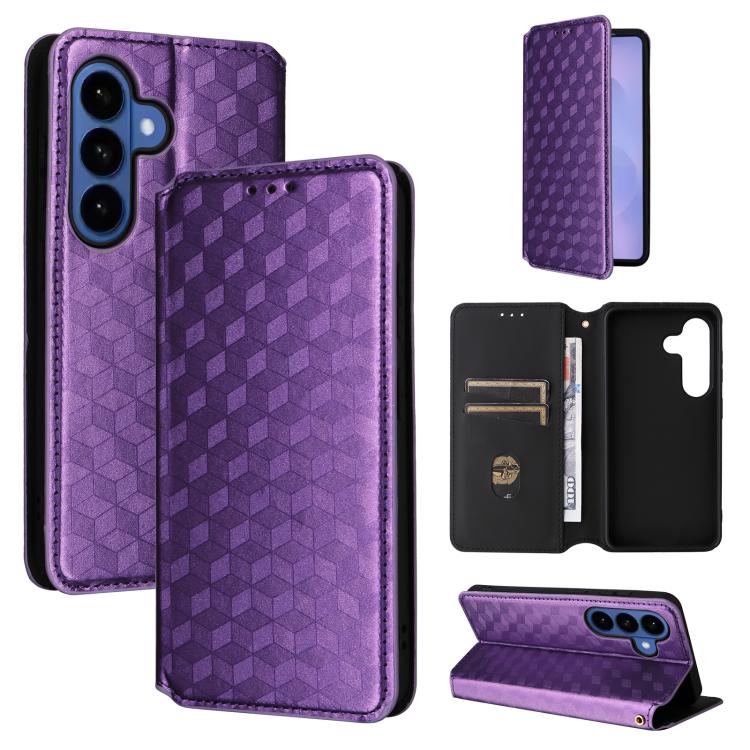 Cubic Grid Texture Flip Leather Phone Case, For Samsung Galaxy S26+ 5G, For Samsung Galaxy S26 Ultra 5G, For Samsung Galaxy S26 5G, For Samsung Galaxy S25 FE 5G, For Samsung Galaxy S25 Edge 5G, For Samsung Galaxy S25 5G, For Samsung Galaxy S25+ 5G     ...