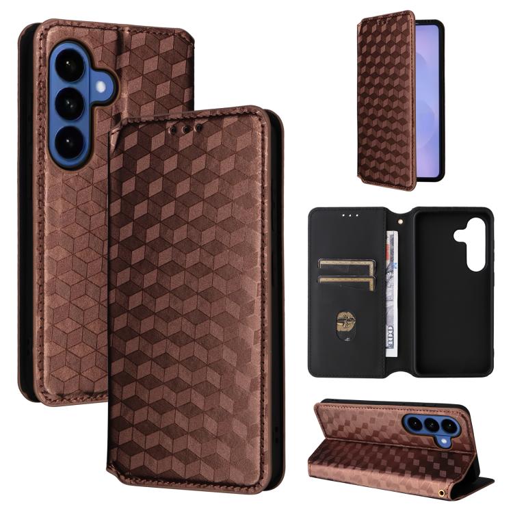 Cubic Grid Texture Flip Leather Phone Case, For Samsung Galaxy S26+ 5G, For Samsung Galaxy S26 Ultra 5G, For Samsung Galaxy S26 5G, For Samsung Galaxy S25 FE 5G, For Samsung Galaxy S25 Edge 5G, For Samsung Galaxy S25 5G, For Samsung Galaxy S25+ 5G     ...