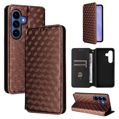 Cubic Grid Texture Flip Leather Phone Case, For Samsung Galaxy S26+ 5G, For Samsung Galaxy S26 Ultra 5G, For Samsung Galaxy S26 5G, For Samsung Galaxy S25 FE 5G, For Samsung Galaxy S25 Edge 5G, For Samsung Galaxy S25 5G, For Samsung Galaxy S25+ 5G     ...