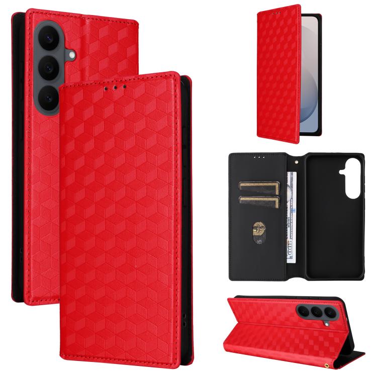Cubic Grid Texture Flip Leather Phone Case, For Galaxy S27 Ultra 5G, For Galaxy S27 Pro 5G, For Galaxy S27 / S26 5G, For Galaxy S26 FE 5G, For Samsung Galaxy S26+ 5G, For Samsung Galaxy S26 Ultra 5G, For Samsung Galaxy S25 FE 5G                        ...