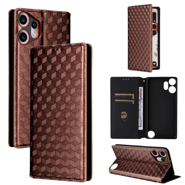 Cubic Grid Texture Flip Leather Phone Case, For Nothing Phone 4a Pro, For Nothing Phone 4a, For Nothing Phone 3a Lite, For Nothing Phone 3, For Nothing CMF Phone 2 Pro, For Nothing Phone 3a, For Nothing Phone 3a Pro, For Nothing CMF Phone 1            ...