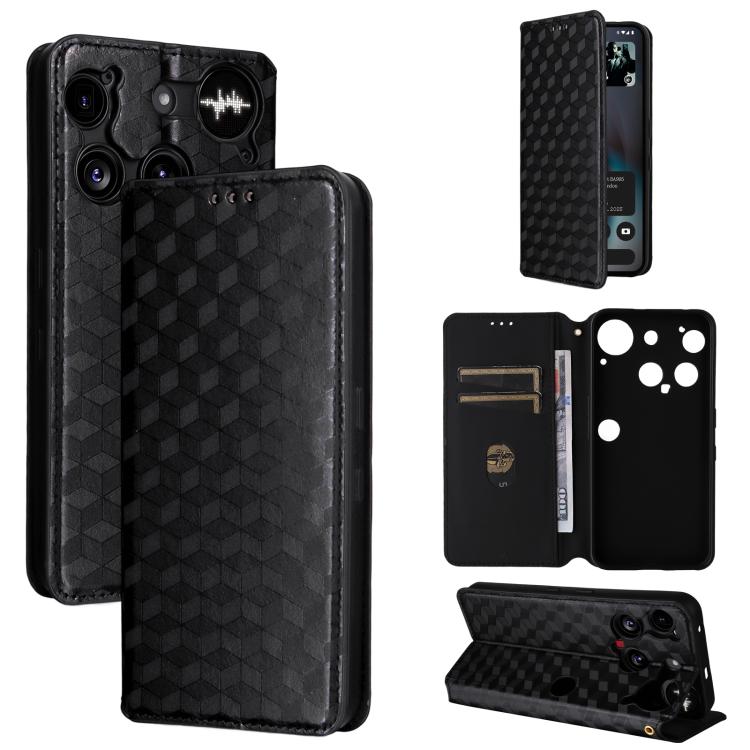Cubic Grid Texture Flip Leather Phone Case, For Nothing Phone 4a Pro, For Nothing Phone 4a, For Nothing Phone 3a Lite, For Nothing Phone 3, For Nothing CMF Phone 2 Pro, For Nothing Phone 3a, For Nothing Phone 3a Pro, For Nothing CMF Phone 1            ...