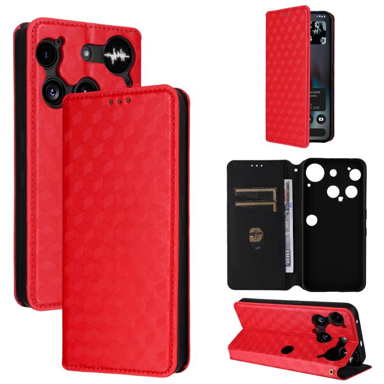Cubic Grid Texture Flip Leather Phone Case, For Nothing Phone 4a Pro, For Nothing Phone 4a, For Nothing Phone 3a Lite, For Nothing Phone 3, For Nothing CMF Phone 2 Pro, For Nothing Phone 3a, For Nothing Phone 3a Pro, For Nothing CMF Phone 1            ...