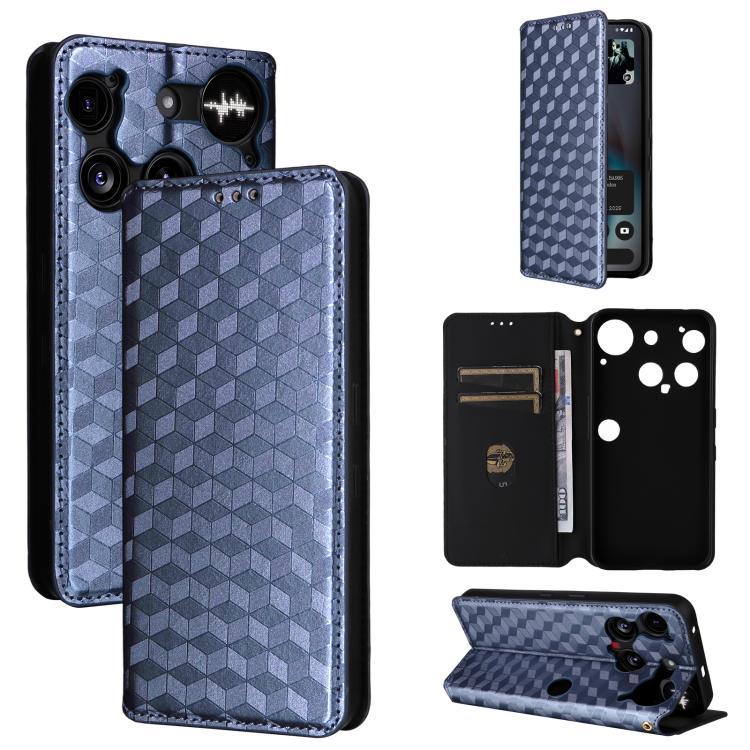 Cubic Grid Texture Flip Leather Phone Case, For Nothing Phone 4a Pro, For Nothing Phone 4a, For Nothing Phone 3a Lite, For Nothing Phone 3, For Nothing CMF Phone 2 Pro, For Nothing Phone 3a, For Nothing Phone 3a Pro, For Nothing CMF Phone 1            ...