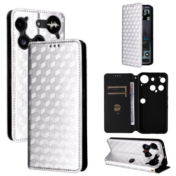 Cubic Grid Texture Flip Leather Phone Case, For Nothing Phone 4a Pro, For Nothing Phone 4a, For Nothing Phone 3a Lite, For Nothing Phone 3, For Nothing CMF Phone 2 Pro, For Nothing Phone 3a, For Nothing Phone 3a Pro, For Nothing CMF Phone 1            ...