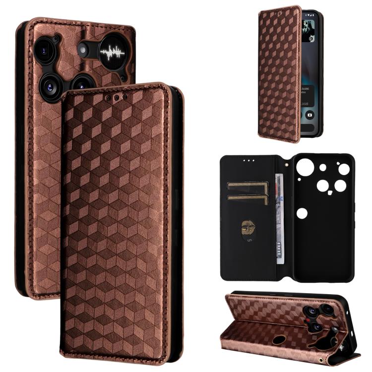 Cubic Grid Texture Flip Leather Phone Case, For Nothing Phone 4a Pro, For Nothing Phone 4a, For Nothing Phone 3a Lite, For Nothing Phone 3, For Nothing CMF Phone 2 Pro, For Nothing Phone 3a, For Nothing Phone 3a Pro, For Nothing CMF Phone 1            ...