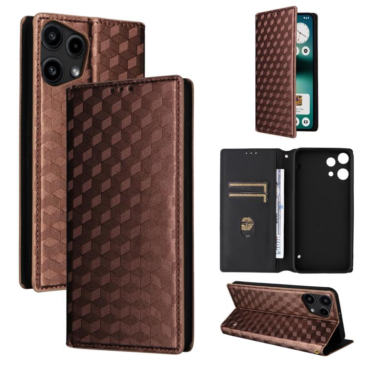 Cubic Grid Texture Flip Leather Phone Case, For Nothing Phone 4a Pro, For Nothing Phone 4a, For Nothing Phone 3a Lite, For Nothing Phone 3, For Nothing CMF Phone 2 Pro, For Nothing Phone 3a, For Nothing Phone 3a Pro, For Nothing CMF Phone 1            ...