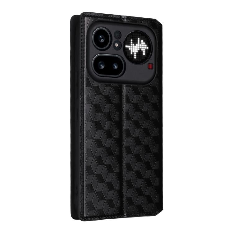 Cubic Grid Texture Flip Leather Phone Case, For Nothing Phone 4a Pro, For Nothing Phone 4a, For Nothing Phone 3a Lite, For Nothing Phone 3, For Nothing CMF Phone 2 Pro, For Nothing Phone 3a, For Nothing Phone 3a Pro, For Nothing CMF Phone 1            ...
