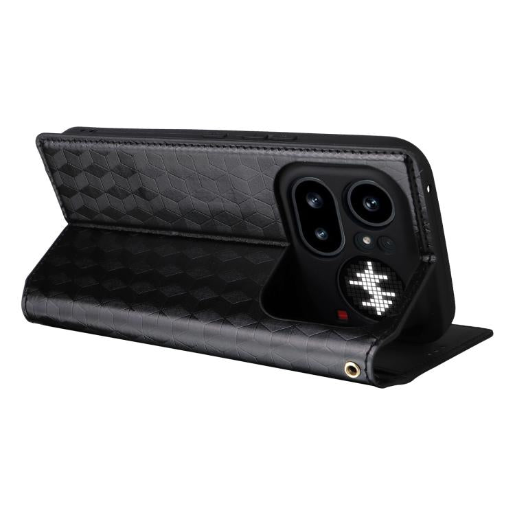 Cubic Grid Texture Flip Leather Phone Case, For Nothing Phone 4a Pro, For Nothing Phone 4a, For Nothing Phone 3a Lite, For Nothing Phone 3, For Nothing CMF Phone 2 Pro, For Nothing Phone 3a, For Nothing Phone 3a Pro, For Nothing CMF Phone 1            ...