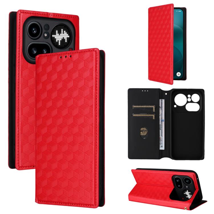 Cubic Grid Texture Flip Leather Phone Case, For Nothing Phone 4a Pro, For Nothing Phone 4a, For Nothing Phone 3a Lite, For Nothing Phone 3, For Nothing CMF Phone 2 Pro, For Nothing Phone 3a, For Nothing Phone 3a Pro, For Nothing CMF Phone 1            ...