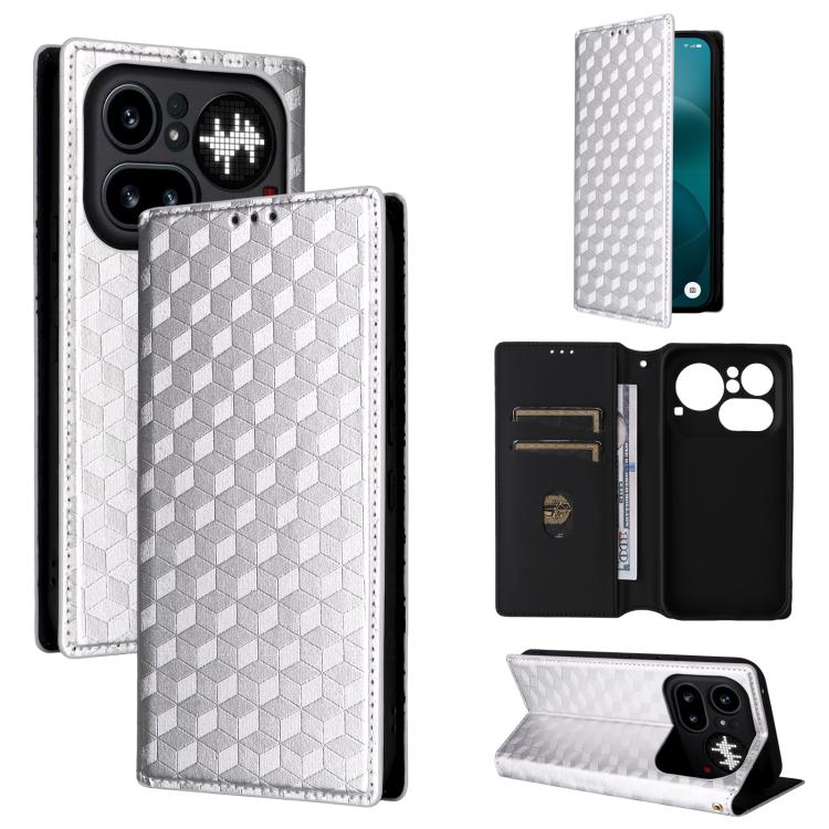Cubic Grid Texture Flip Leather Phone Case, For Nothing Phone 4a Pro, For Nothing Phone 4a, For Nothing Phone 3a Lite, For Nothing Phone 3, For Nothing CMF Phone 2 Pro, For Nothing Phone 3a, For Nothing Phone 3a Pro, For Nothing CMF Phone 1            ...