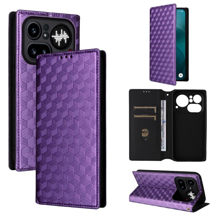 Cubic Grid Texture Flip Leather Phone Case, For Nothing Phone 4a Pro, For Nothing Phone 4a, For Nothing Phone 3a Lite, For Nothing Phone 3, For Nothing CMF Phone 2 Pro, For Nothing Phone 3a, For Nothing Phone 3a Pro, For Nothing CMF Phone 1            ...