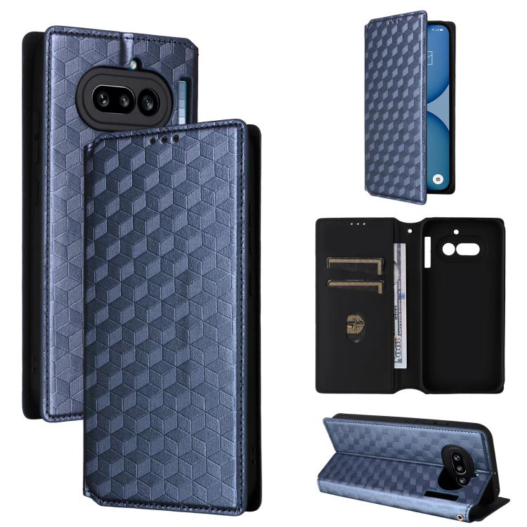 Cubic Grid Texture Flip Leather Phone Case, For Nothing Phone 4a Pro, For Nothing Phone 4a, For Nothing Phone 3a Lite, For Nothing Phone 3, For Nothing CMF Phone 2 Pro, For Nothing Phone 3a, For Nothing Phone 3a Pro, For Nothing CMF Phone 1            ...