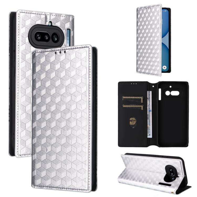 Cubic Grid Texture Flip Leather Phone Case, For Nothing Phone 4a Pro, For Nothing Phone 4a, For Nothing Phone 3a Lite, For Nothing Phone 3, For Nothing CMF Phone 2 Pro, For Nothing Phone 3a, For Nothing Phone 3a Pro, For Nothing CMF Phone 1            ...
