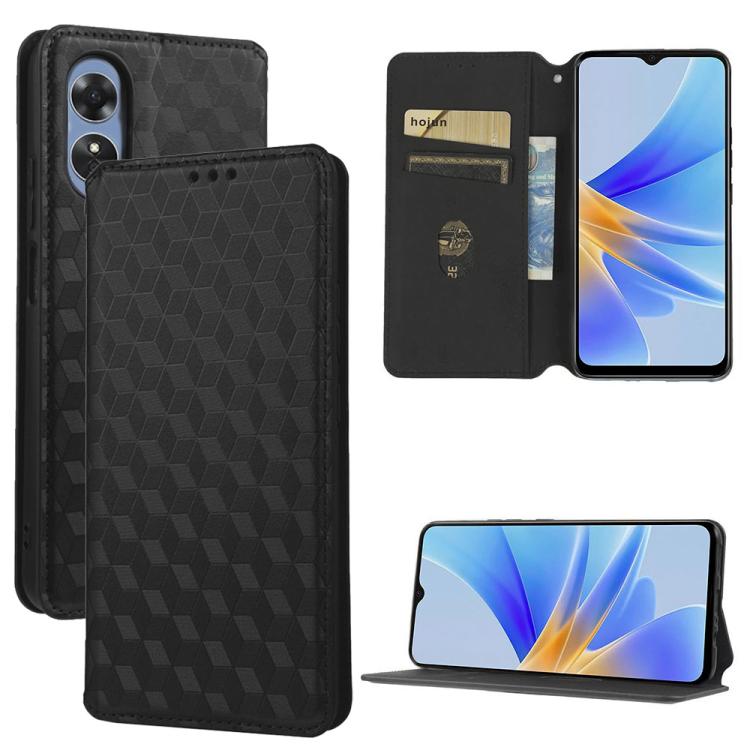 Cubic Grid Texture Flip Leather Phone Case, For OPPO A58 5G / A58x / A78 5G, For OPPO A77 4G / A57 4G / A57 5G TW, For OPPO A17k / A17, For OPPO Reno7 A, For OPPO A77 5G / A57 5G 2022, For OPPO A57 4G 2022 / 5G TW, For OPPO A16K / A16e, For OPPO A55s 5...