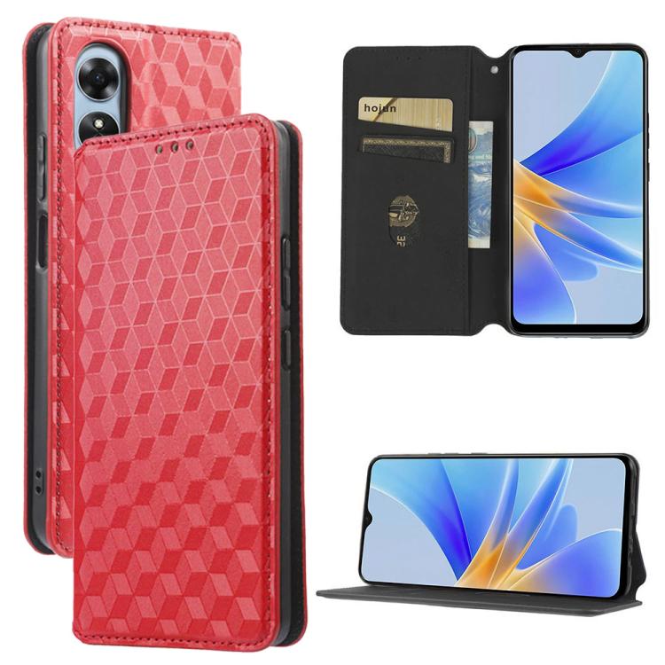 Cubic Grid Texture Flip Leather Phone Case, For OPPO A58 5G / A58x / A78 5G, For OPPO A77 4G / A57 4G / A57 5G TW, For OPPO A17k / A17, For OPPO Reno7 A, For OPPO A77 5G / A57 5G 2022, For OPPO A57 4G 2022 / 5G TW, For OPPO A16K / A16e, For OPPO A55s 5...
