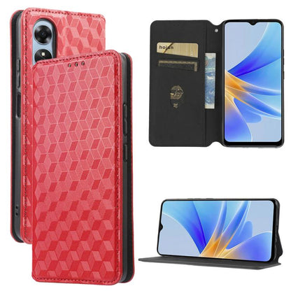 Cubic Grid Texture Flip Leather Phone Case, For OPPO A58 5G / A58x / A78 5G, For OPPO A77 4G / A57 4G / A57 5G TW, For OPPO A17k / A17, For OPPO Reno7 A, For OPPO A77 5G / A57 5G 2022, For OPPO A57 4G 2022 / 5G TW, For OPPO A16K / A16e, For OPPO A55s 5...