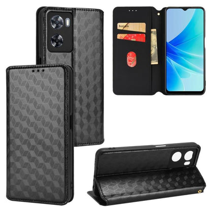 Cubic Grid Texture Flip Leather Phone Case, For OPPO A58 5G / A58x / A78 5G, For OPPO A77 4G / A57 4G / A57 5G TW, For OPPO A17k / A17, For OPPO Reno7 A, For OPPO A77 5G / A57 5G 2022, For OPPO A57 4G 2022 / 5G TW, For OPPO A16K / A16e, For OPPO A55s 5...