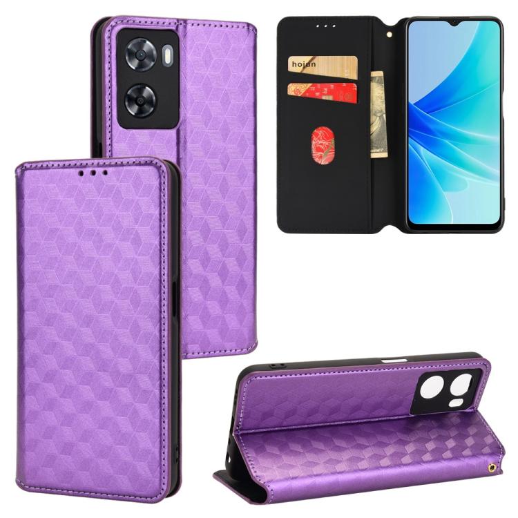 Cubic Grid Texture Flip Leather Phone Case, For OPPO A58 5G / A58x / A78 5G, For OPPO A77 4G / A57 4G / A57 5G TW, For OPPO A17k / A17, For OPPO Reno7 A, For OPPO A77 5G / A57 5G 2022, For OPPO A57 4G 2022 / 5G TW, For OPPO A16K / A16e, For OPPO A55s 5...