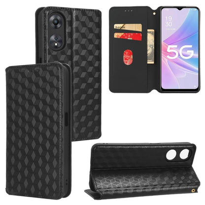 Cubic Grid Texture Flip Leather Phone Case, For OPPO A58 5G / A58x / A78 5G, For OPPO A77 4G / A57 4G / A57 5G TW, For OPPO A17k / A17, For OPPO Reno7 A, For OPPO A77 5G / A57 5G 2022, For OPPO A57 4G 2022 / 5G TW, For OPPO A16K / A16e, For OPPO A55s 5...