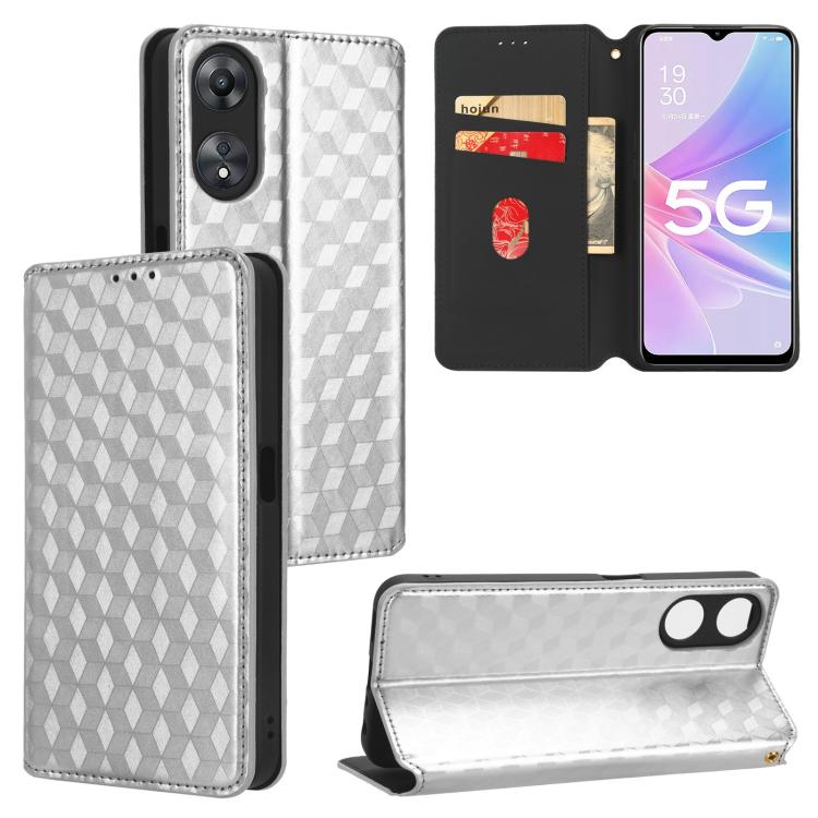 Cubic Grid Texture Flip Leather Phone Case, For OPPO A58 5G / A58x / A78 5G, For OPPO A77 4G / A57 4G / A57 5G TW, For OPPO A17k / A17, For OPPO Reno7 A, For OPPO A77 5G / A57 5G 2022, For OPPO A57 4G 2022 / 5G TW, For OPPO A16K / A16e, For OPPO A55s 5...