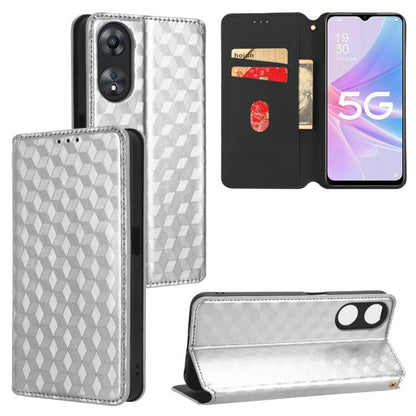 Cubic Grid Texture Flip Leather Phone Case, For OPPO A58 5G / A58x / A78 5G, For OPPO A77 4G / A57 4G / A57 5G TW, For OPPO A17k / A17, For OPPO Reno7 A, For OPPO A77 5G / A57 5G 2022, For OPPO A57 4G 2022 / 5G TW, For OPPO A16K / A16e, For OPPO A55s 5...