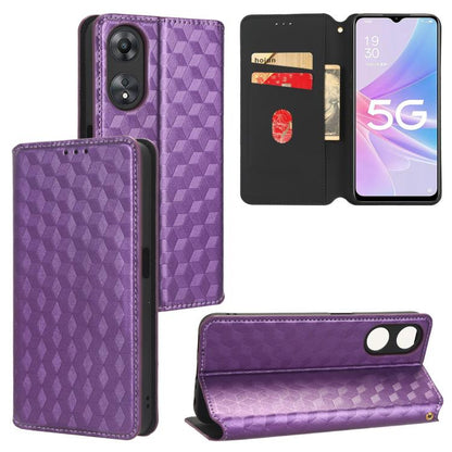 Cubic Grid Texture Flip Leather Phone Case, For OPPO A58 5G / A58x / A78 5G, For OPPO A77 4G / A57 4G / A57 5G TW, For OPPO A17k / A17, For OPPO Reno7 A, For OPPO A77 5G / A57 5G 2022, For OPPO A57 4G 2022 / 5G TW, For OPPO A16K / A16e, For OPPO A55s 5...