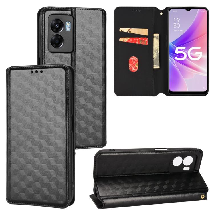 Cubic Grid Texture Flip Leather Phone Case, For OPPO A58 5G / A58x / A78 5G, For OPPO A77 4G / A57 4G / A57 5G TW, For OPPO A17k / A17, For OPPO Reno7 A, For OPPO A77 5G / A57 5G 2022, For OPPO A57 4G 2022 / 5G TW, For OPPO A16K / A16e, For OPPO A55s 5...