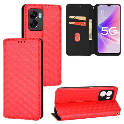 Cubic Grid Texture Flip Leather Phone Case, For OPPO A58 5G / A58x / A78 5G, For OPPO A77 4G / A57 4G / A57 5G TW, For OPPO A17k / A17, For OPPO Reno7 A, For OPPO A77 5G / A57 5G 2022, For OPPO A57 4G 2022 / 5G TW, For OPPO A16K / A16e, For OPPO A55s 5...