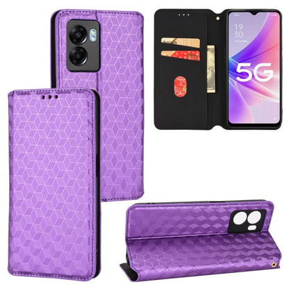 Cubic Grid Texture Flip Leather Phone Case, For OPPO A58 5G / A58x / A78 5G, For OPPO A77 4G / A57 4G / A57 5G TW, For OPPO A17k / A17, For OPPO Reno7 A, For OPPO A77 5G / A57 5G 2022, For OPPO A57 4G 2022 / 5G TW, For OPPO A16K / A16e, For OPPO A55s 5...