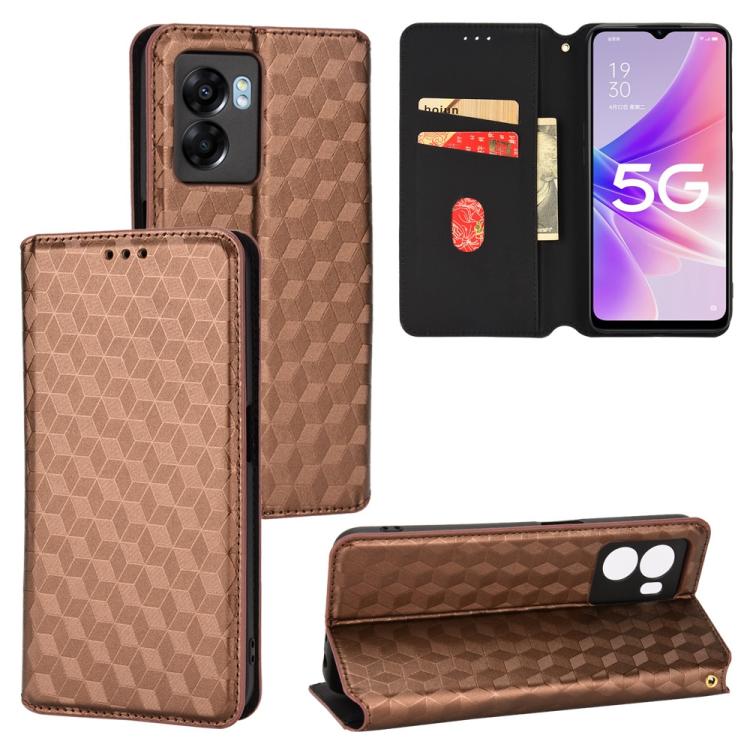 Cubic Grid Texture Flip Leather Phone Case, For OPPO A58 5G / A58x / A78 5G, For OPPO A77 4G / A57 4G / A57 5G TW, For OPPO A17k / A17, For OPPO Reno7 A, For OPPO A77 5G / A57 5G 2022, For OPPO A57 4G 2022 / 5G TW, For OPPO A16K / A16e, For OPPO A55s 5...
