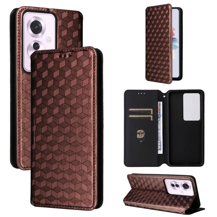 Cubic Grid Texture Flip Leather Phone Case, For OPPO Reno12 F 5G, For OPPO Reno11 A JP / PJH110, For OPPO Reno12 Pro 5G Global, For OPPO Reno12 5G Global, For OPPO A3 Pro 5G Global, For OPPO Reno11 F 5G / F25 Pro 5G, For OPPO Reno11 5G Global          ...