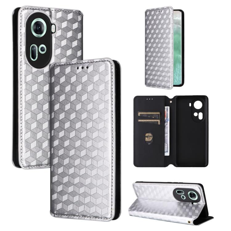 Cubic Grid Texture Flip Leather Phone Case, For OPPO Reno12 F 5G, For OPPO Reno11 A JP / PJH110, For OPPO Reno12 Pro 5G Global, For OPPO Reno12 5G Global, For OPPO A3 Pro 5G Global, For OPPO Reno11 F 5G / F25 Pro 5G, For OPPO Reno11 5G Global          ...