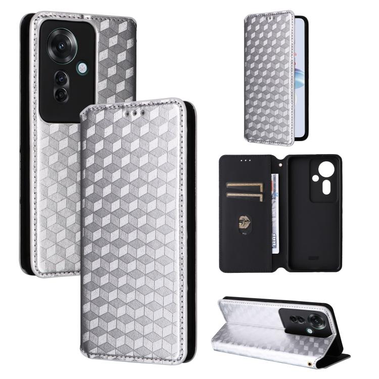 Cubic Grid Texture Flip Leather Phone Case, For OPPO Reno12 F 5G, For OPPO Reno11 A JP / PJH110, For OPPO Reno12 Pro 5G Global, For OPPO Reno12 5G Global, For OPPO A3 Pro 5G Global, For OPPO Reno11 F 5G / F25 Pro 5G, For OPPO Reno11 5G Global          ...