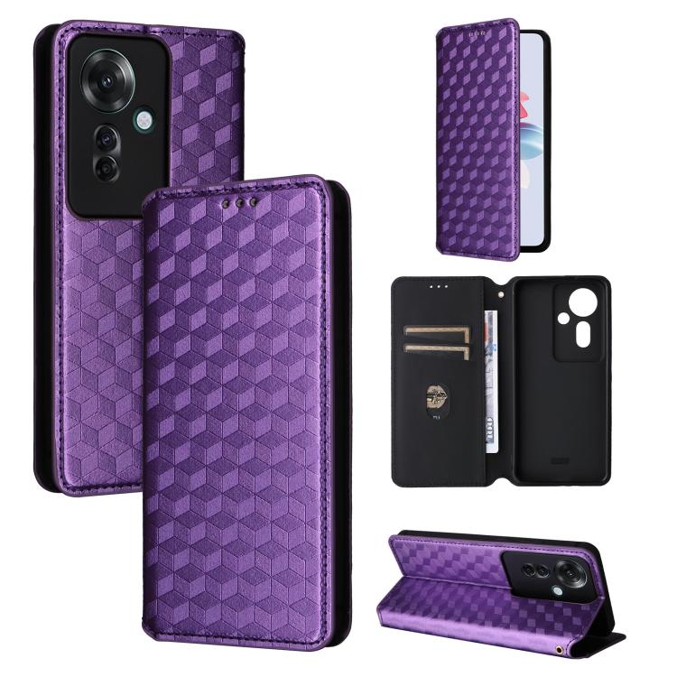 Cubic Grid Texture Flip Leather Phone Case, For OPPO Reno12 F 5G, For OPPO Reno11 A JP / PJH110, For OPPO Reno12 Pro 5G Global, For OPPO Reno12 5G Global, For OPPO A3 Pro 5G Global, For OPPO Reno11 F 5G / F25 Pro 5G, For OPPO Reno11 5G Global          ...