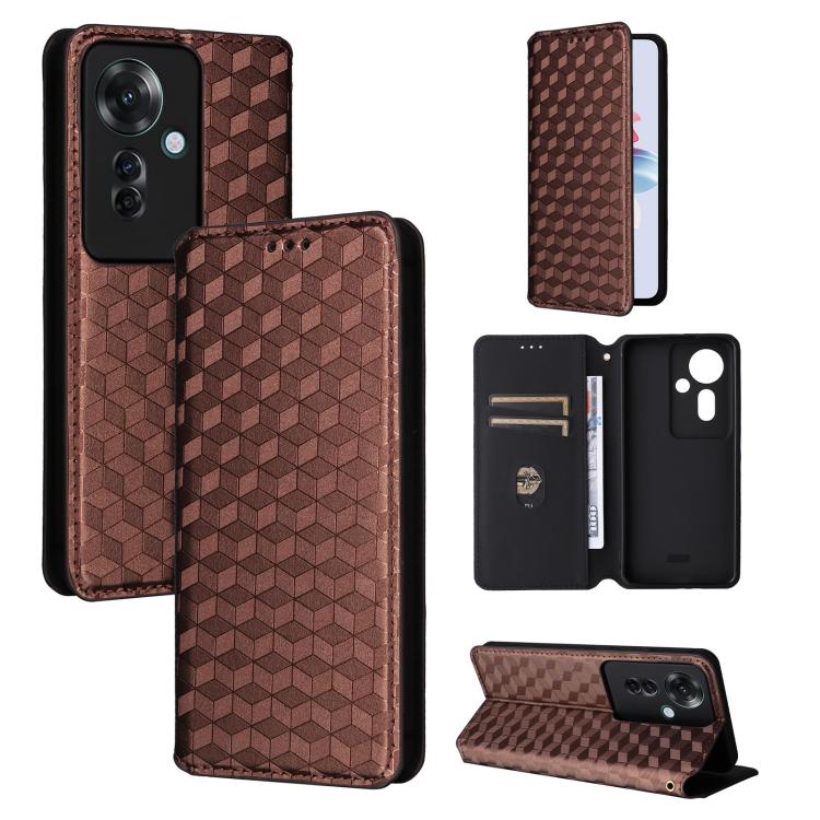 Cubic Grid Texture Flip Leather Phone Case, For OPPO Reno12 F 5G, For OPPO Reno11 A JP / PJH110, For OPPO Reno12 Pro 5G Global, For OPPO Reno12 5G Global, For OPPO A3 Pro 5G Global, For OPPO Reno11 F 5G / F25 Pro 5G, For OPPO Reno11 5G Global          ...