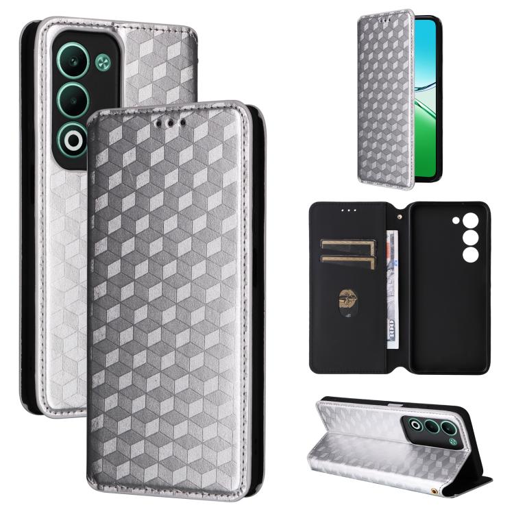 Cubic Grid Texture Flip Leather Phone Case, For OPPO A5 5G / 4G Global / A5M, For OPPO Reno14 Pro Global, For OPPO Reno14 Global, For OPPO K13 5G / K13X 5G / K12S 5G, For OPPO Find X8s+ 5G, For OPPO Find X8s 5G, For OPPO Find X8 Ultra 5G               ...